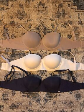 Nautica 3-Pack Strapless Convertible Bras - Nude, White, Black